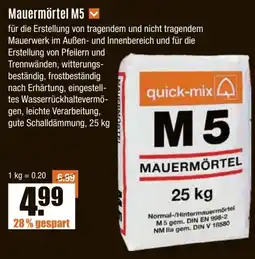 V Baumarkt quick-mix Mauermörtel M5 Angebot