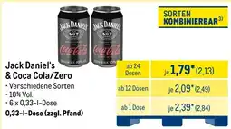 METRO Jack Daniel's & Coca Cola/Zero Angebot