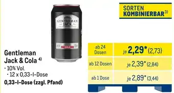 METRO Gentleman Jack & Cola Angebot