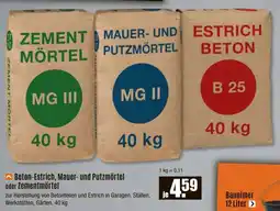 V Baumarkt Beton-Estrich, Mauer- und Putzmörtel oder Zementmörtel Angebot