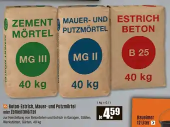 V Baumarkt Beton-Estrich, Mauer- und Putzmörtel oder Zementmörtel Angebot