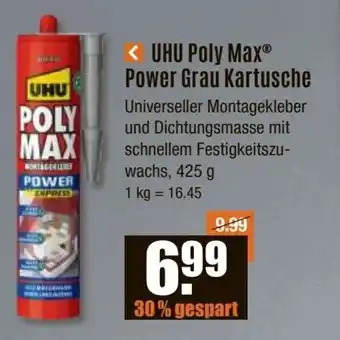 V Baumarkt UHU Poly Max Power Grau Kartusche Angebot