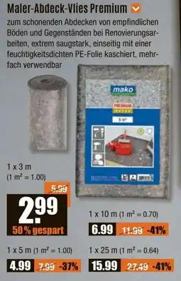 V Baumarkt Maler-Abdeck-Vlies Premium 1*3 m Angebot