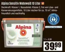 V Baumarkt Alpina Sensitiv Wohnweiß 10 Liter Angebot