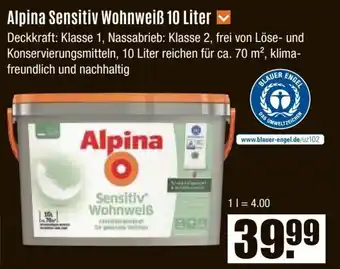 V Baumarkt Alpina Sensitiv Wohnweiß 10 Liter Angebot