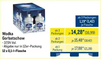 METRO Wodka Gorbatschow Angebot