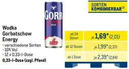 METRO Wodka Gorbatschow Energy Angebot