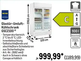 METRO Glastür-Umluft- Kühlschrank GSC2100 Angebot