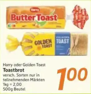 inkoop Harry oder Golden Toast Toastbrot Angebot