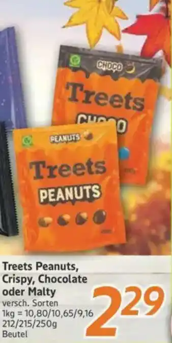 inkoop Treets Peanuts, Crispy, Chocolate oder Malty Angebot