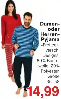 Wiglo Wunderland Damen oder Herren Pyjama Angebot