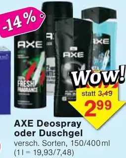 Wiglo Wunderland AXE Deospray oder Duschgel Angebot