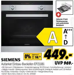 MEDIMAX SIEMENS Autarker Einbau-Backofen EP211B1 Angebot