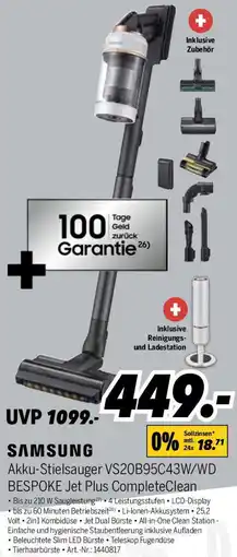 MEDIMAX SAMSUNG Akku-Stielsauger VS20B95C43W/WD BESPOKE Jet Plus CompleteClean Angebot