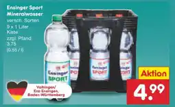 Netto Marken-Discount Ensinger Sport Mineralwasser Angebot