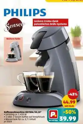 PENNY Kaffeepadmaschine HD7806/50,10° Angebot