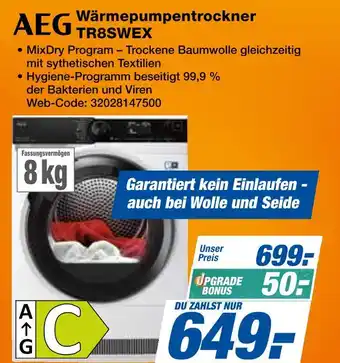Expert Aeg wärmepumpentrockner tr8swex Angebot