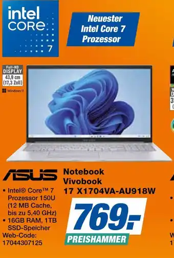 Expert Asus notebook vivobook 17 x1704va-au918w Angebot