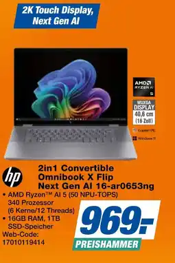 Expert Hp 2in1 convertible omnibook x flip next gen ai 16-ar0653ng Angebot