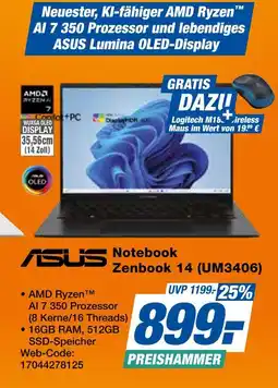 Expert Asus notebook zenbook 14 (um3406) Angebot