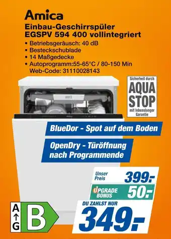 Expert Amica einbau-geschirrspüler egspv 594 400 vollintegriert Angebot
