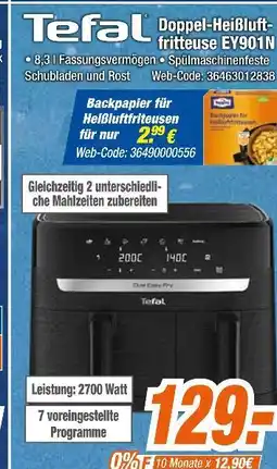 Expert Tefal doppel-heißluftfritteuse ey901n Angebot