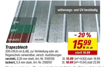 toom Baumarkt Trapezblech verzinkt Angebot