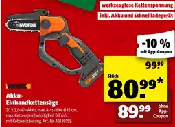 Hagebau Worx akku-einhandkettensäge Angebot