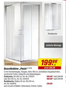 toom Baumarkt Duschkabine paola eckdusche Angebot