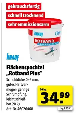 Hagebau Knauf flächenspachtel rotband plus Angebot