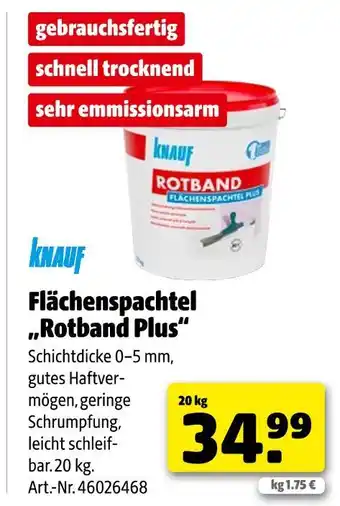 Hagebau Knauf flächenspachtel rotband plus Angebot