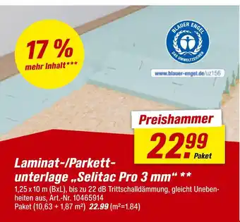 toom Baumarkt Laminat-/parkett-unterlage „selitac pro 3 mm“ Angebot