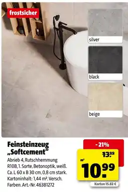 Hagebau Feinsteinzeug softcement silver Angebot
