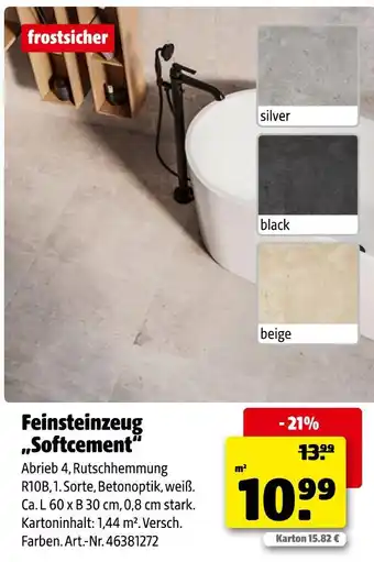 Hagebau Feinsteinzeug softcement silver Angebot