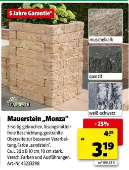 Hagebau Mr. gardener mauerstein monza muschelkalk Angebot