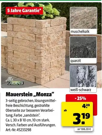 Hagebau Mr. gardener mauerstein monza muschelkalk Angebot