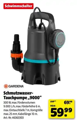 Hagebau Gardena schmutzwasser-tauchpumpe „9000“ Angebot