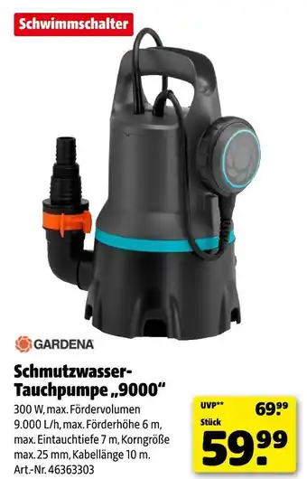 Hagebau Gardena schmutzwasser-tauchpumpe „9000“ Angebot