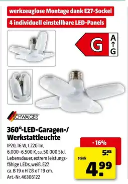 Hagebau Schwaiger 360°-led-garagen-/werkstattleuchte Angebot