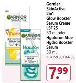 Rossmann Garnier skinactive 2in1 glow booster serum creme lsf 25 Angebot