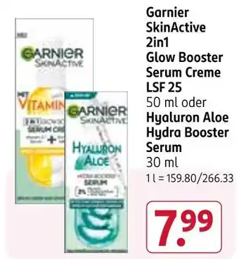 Rossmann Garnier skinactive 2in1 glow booster serum creme lsf 25 Angebot