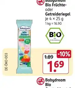 Rossmann Babydream bio früchte- oder getreideriegel Angebot