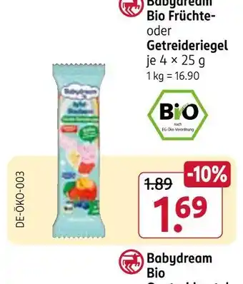 Rossmann Babydream bio früchte- oder getreideriegel Angebot
