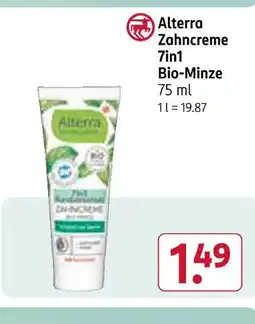Rossmann Alterra zahncreme 7in1 bio-minze Angebot
