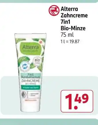 Rossmann Alterra zahncreme 7in1 bio-minze Angebot
