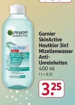 Rossmann Garnier skinactive hautklar 3in1 mizellenwasser anti-unreinheiten Angebot