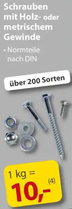 Sonderpreis Baumarkt Schrauben mit Holz- oder metrischem Gewinde Angebot
