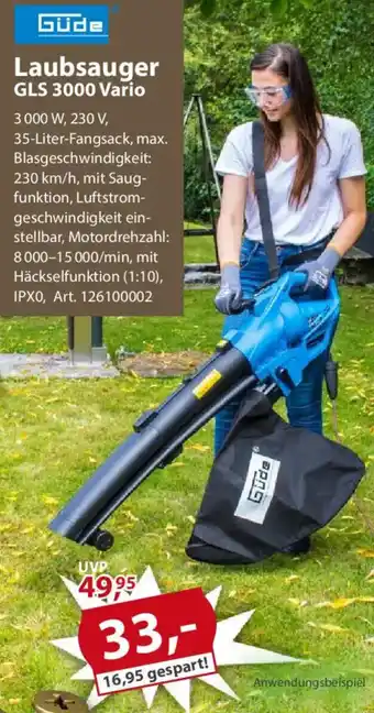Sonderpreis Baumarkt Güde Laubsauger GLS 3000 Vario Angebot