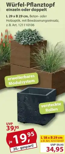 Sonderpreis Baumarkt Würfel-Pflanztopf einzeln oder doppelt Angebot