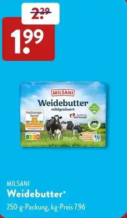 Aldi Süd MILSANI Weidebutter Angebot